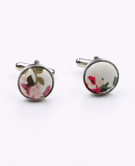 Boutons de Manchette Liberty Blanc n°6 en Coton | Charles - Unipap's