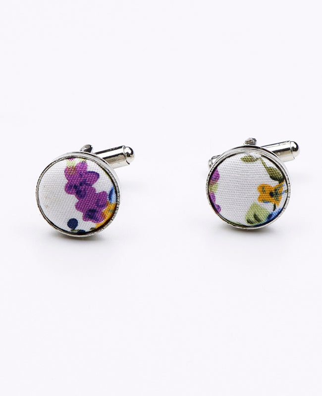 Manschettenknöpfe Liberty Weiß Nr. 3 aus Baumwolle | Charles - Unipap's