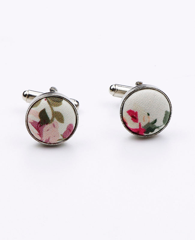 Manschettenknöpfe Liberty Weiß n°6 aus Baumwolle | Charles - Unipap's