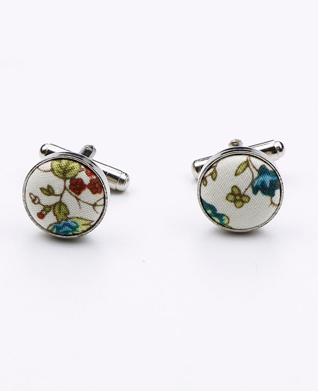 Manschettenknöpfe Liberty Weiß n°9 aus Baumwolle | Charles - Unipap's