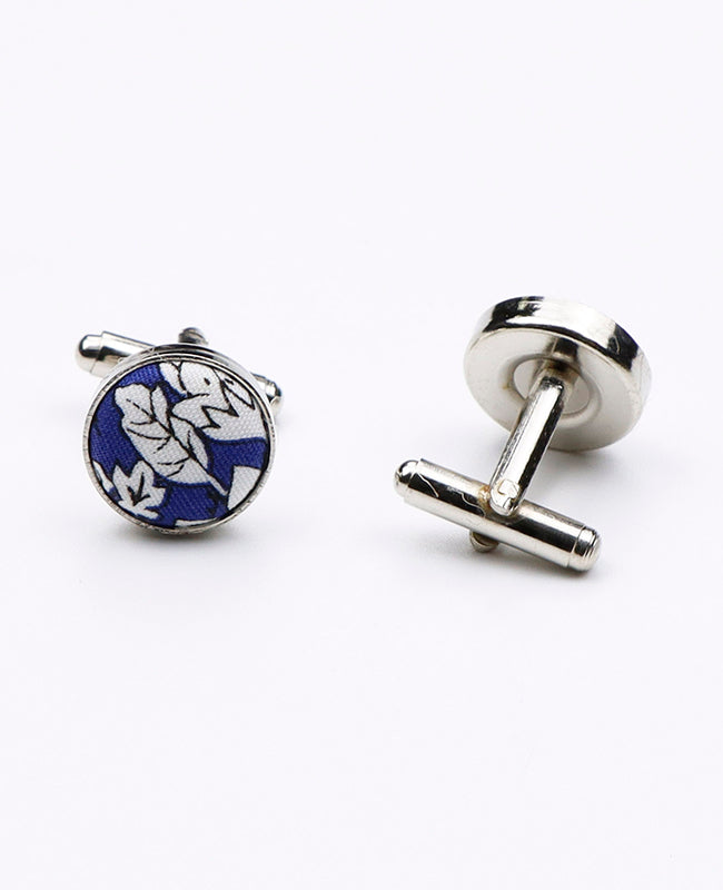 Manschettenknöpfe Liberty Blau n°1 aus Baumwolle | Clovis - Unipap's