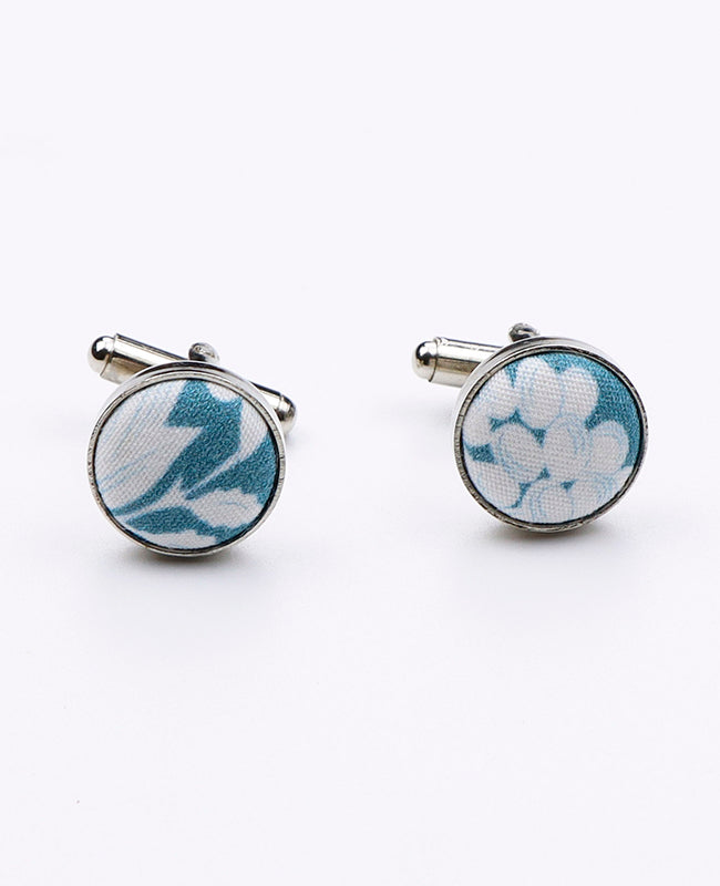 Manschettenknöpfe Liberty Blau n°9 aus Baumwolle | Gaspard - Unipap's