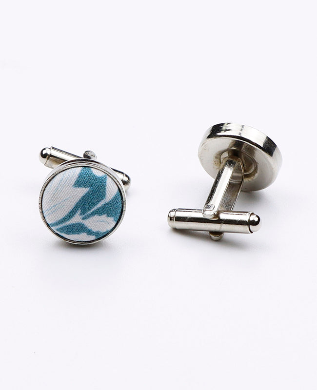 Manschettenknöpfe Liberty Blau n°9 aus Baumwolle | Gaspard - Unipap's