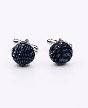 Manschettenknöpfe Tartan Blau aus Baumwolle | Marcel - Unipap's