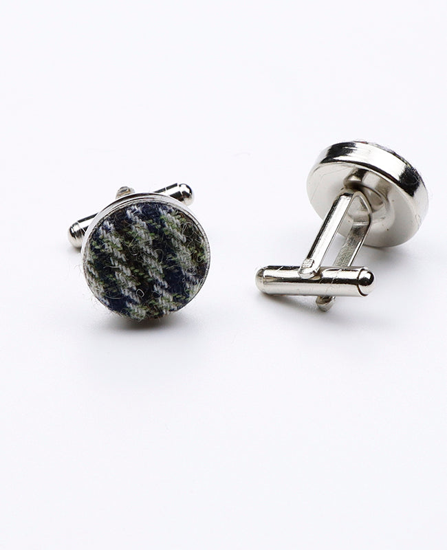 Manschettenknöpfe Tartan Grau Nr. 9 aus Wolle | Nobert - Unipap's