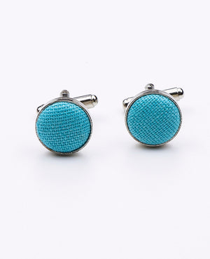 Manschettenknöpfe Blau Unisex Nr. 1 aus Leinen 