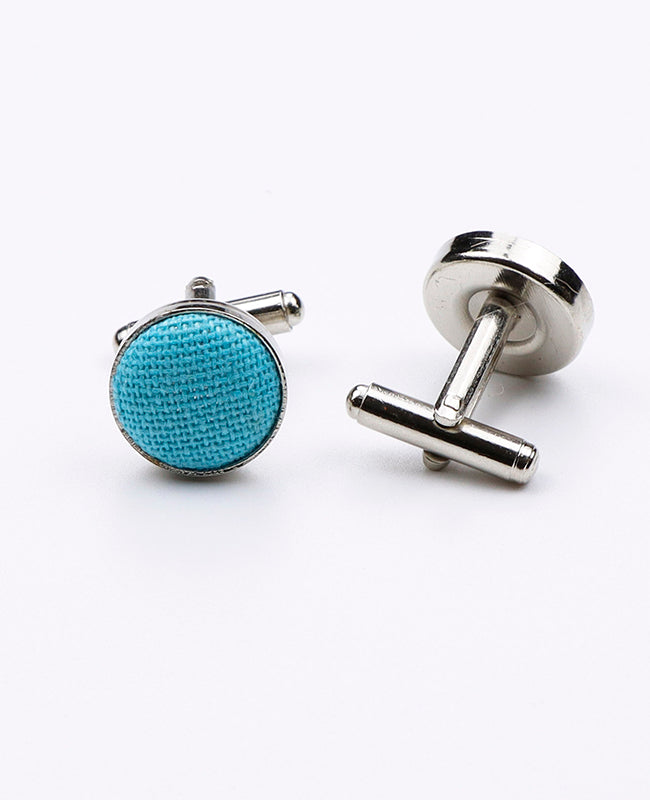 Manschettenknöpfe Blau Unisex Nr. 1 aus Leinen 