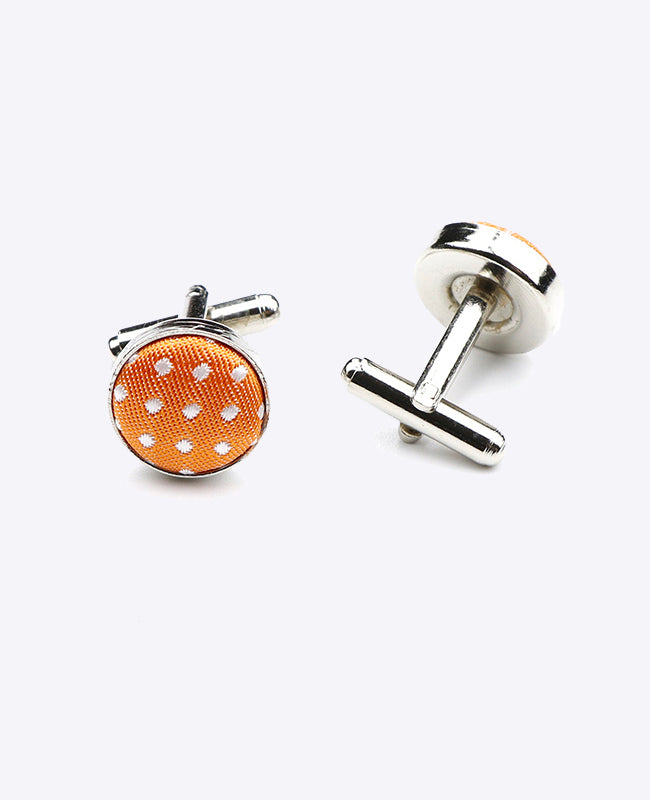Manschettenknöpfe Orange mit Punkten aus Polyester «Louis»