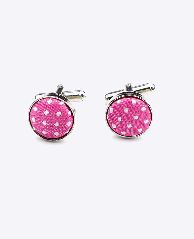Boutons de Manchette Rose n°2 à Pois en Polyester «Louis»