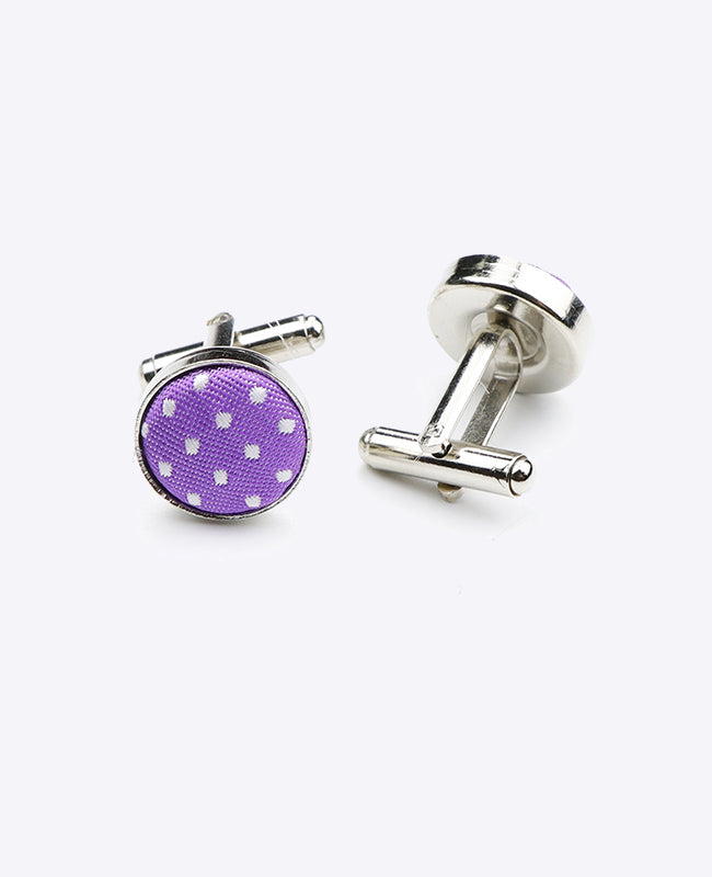 Manschettenknöpfe Violett Nr. 1 mit Punkten aus Polyester «Louis»