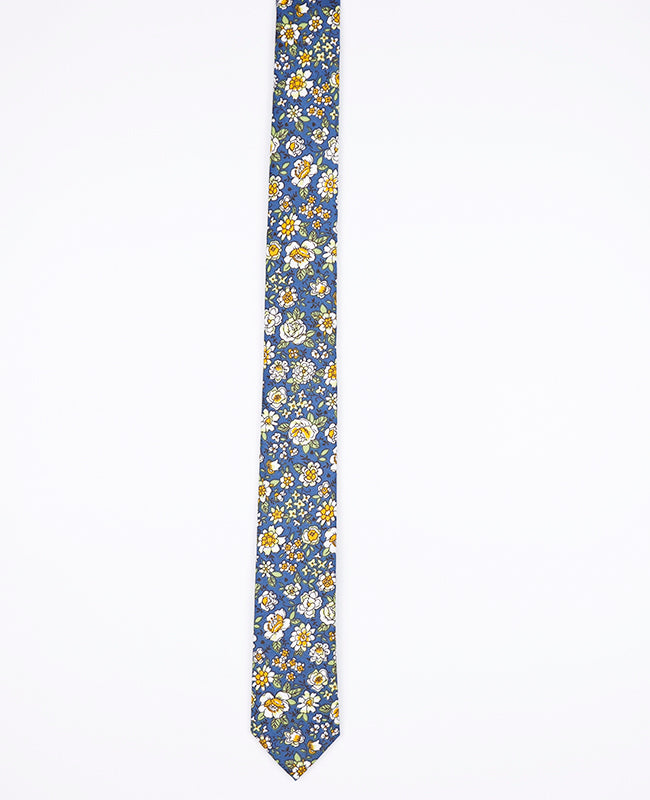 Krawatte Liberty Blau Nr. 1 Herren aus Baumwolle «Gaspard»