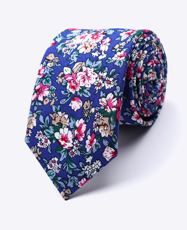 Liberty Krawatte Blau n°10 Herren Baumwolle «Gaspard»
