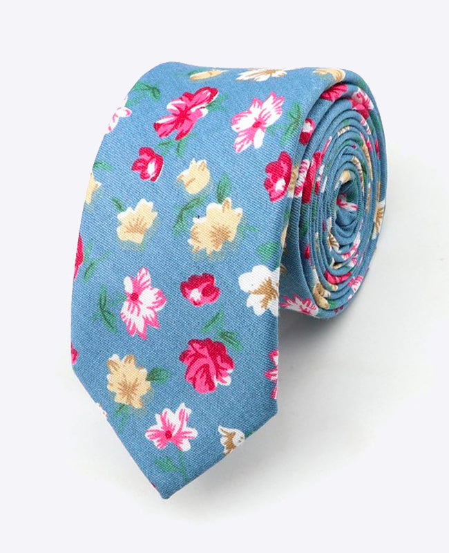 Krawatte Liberty Blau n°4 Herren Baumwolle | Gaspard - Unipap's