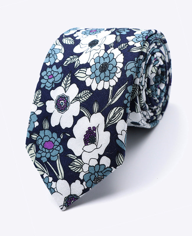 Krawatte Liberty Blau n°8 Herren aus Baumwolle | Gaspard - Unipap's