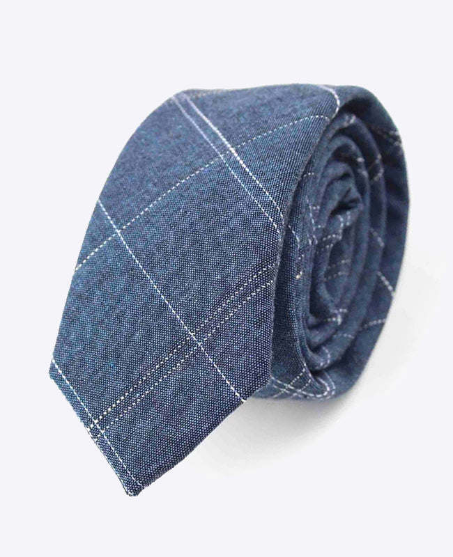Krawatte Tartan Blau Herren aus Baumwolle 