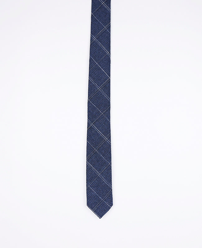 Krawatte Tartan Blau Herren aus Baumwolle 