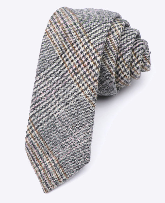 Krawatte Tartan Grau Nr. 7 Herren aus Wolle | Norbert - Unipap's