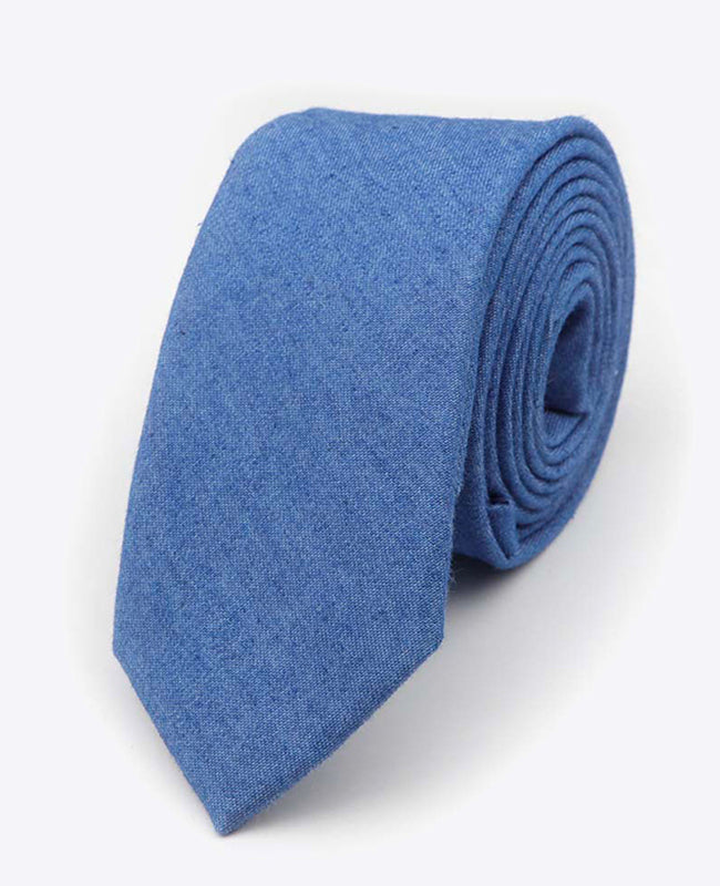 Krawatte Blau Nr. 5 für Herren aus Baumwolle 