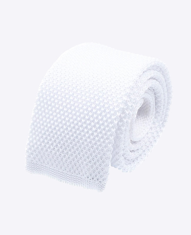 Weiße Strickkrawatte für Herren «Léon»