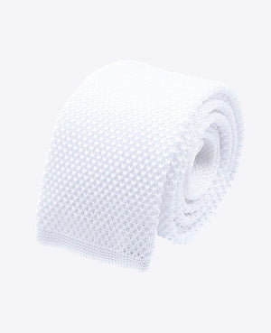 Weiße Strickkrawatte für Herren «Léon»