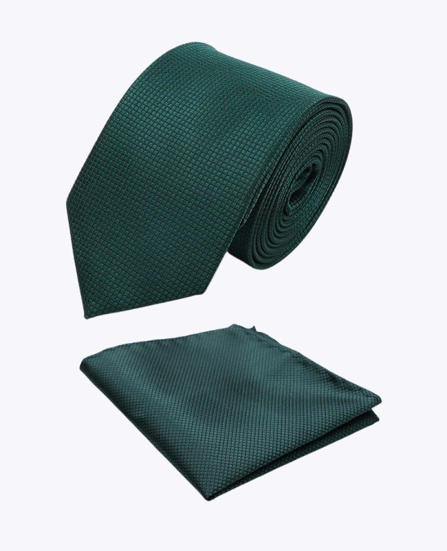 Krawatte + Einstecktuch Grün n°2 Herren aus Polyester «Martin»