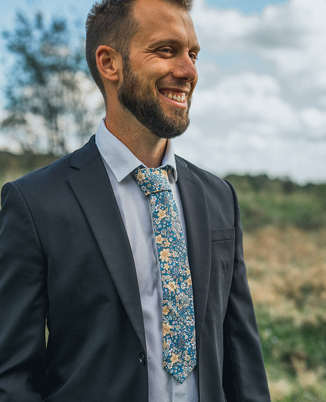 Cravate Liberty Bleu n°2 Homme en Coton «Gaspard»