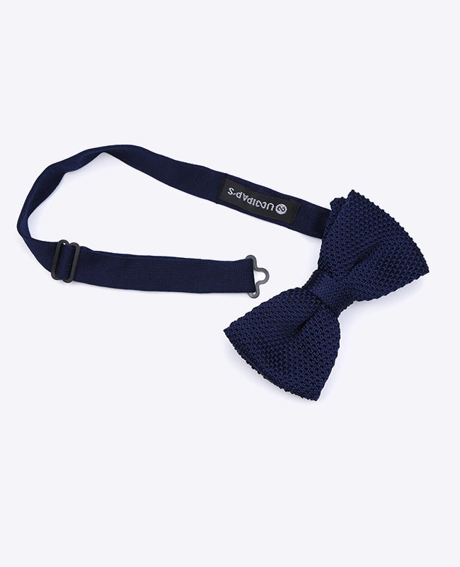Blaue Strickfliege Nr. 2 für Herren «Léon»