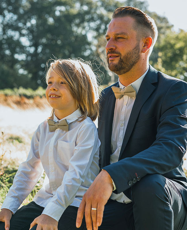 Noeud Papillon Beige n°2 Enfant en Lin «Basile»