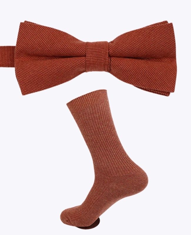 Fliege + Socken Terracotta Herren aus Baumwolle «Edgard»