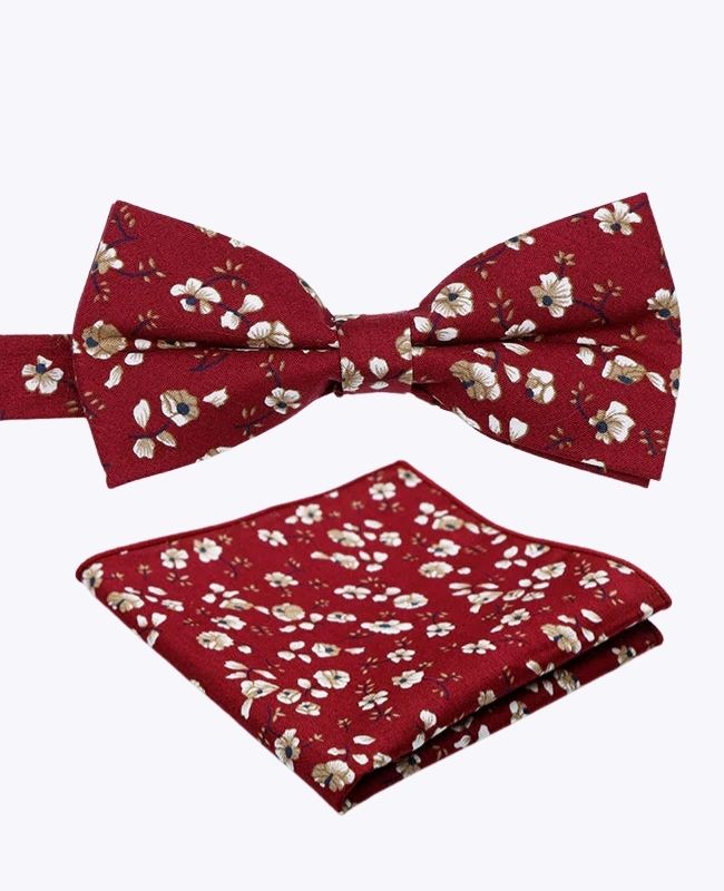 Liberty Red Fliege + Einstecktuch Nr. 1 für Herren aus Baumwolle „Gaspard“