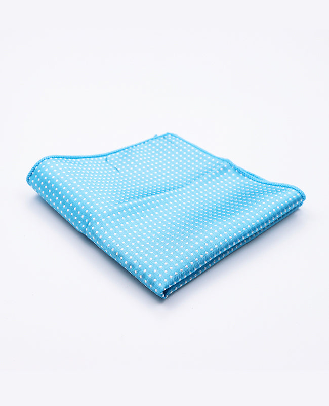Blaues Einstecktuch n°4 mit Punkten aus Polyester «Louis»