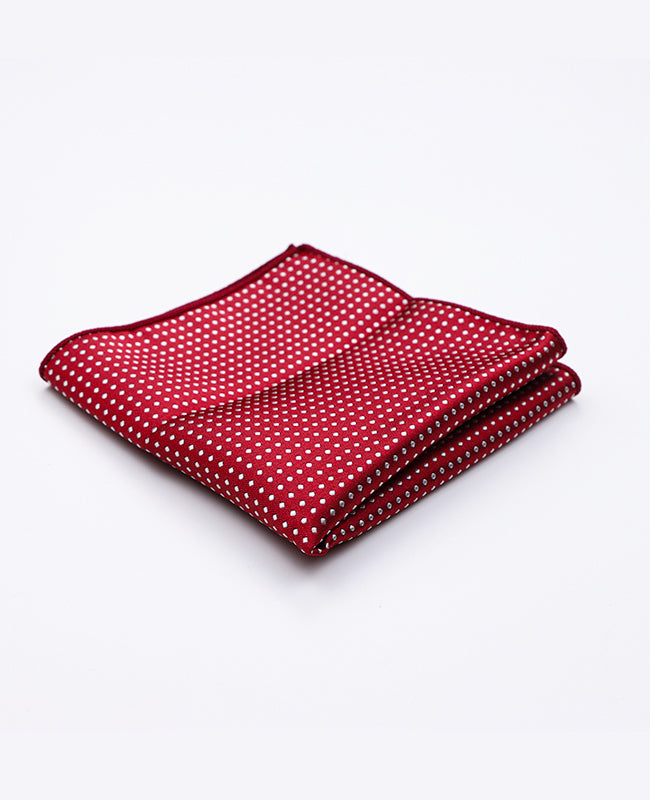 Rotes Einstecktuch Nr. 2 mit Punkten aus Polyester «Louis»