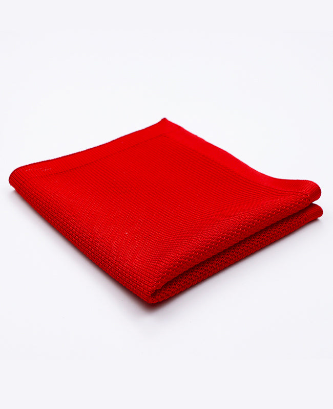 Rotes Einstecktuch n°2 aus Strick «Léon»