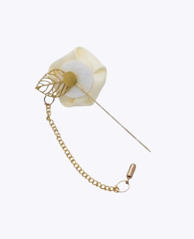 Blumen-Anstecknadel Beige Herren «Alfred»