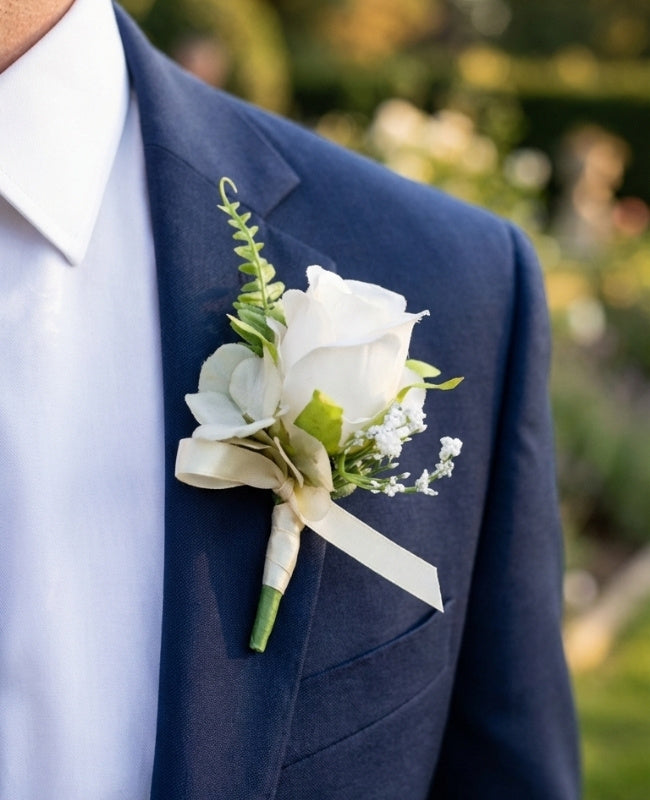 Blumen-Anstecknadel Beige Herren «Gabriel»