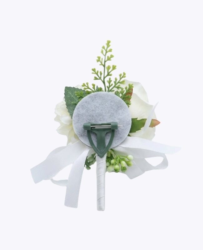 Blumen-Anstecknadel Weiß Herren «Valentin»