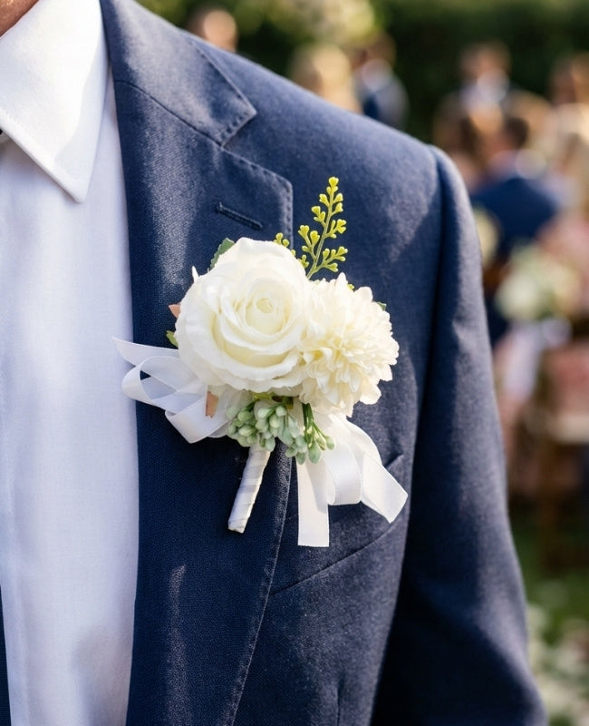 Ansteckblume Weiß Herren «Valentin»