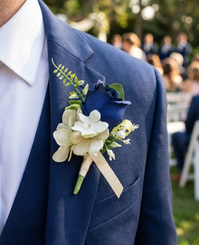 Blumen-Anstecknadel Blau Herren «Gabriel»