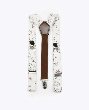 Hosenträger Kinder Liberty Weiß n°8 Baumwolle «Charles»