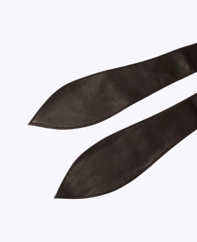 Bindegürtel für Kleider Schwarz Damen Leder "Mathilde"