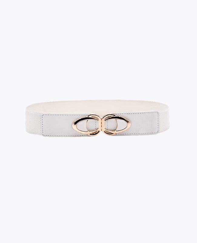 Elastischer Kleidgürtel Weiß Damen Leder "Louise"