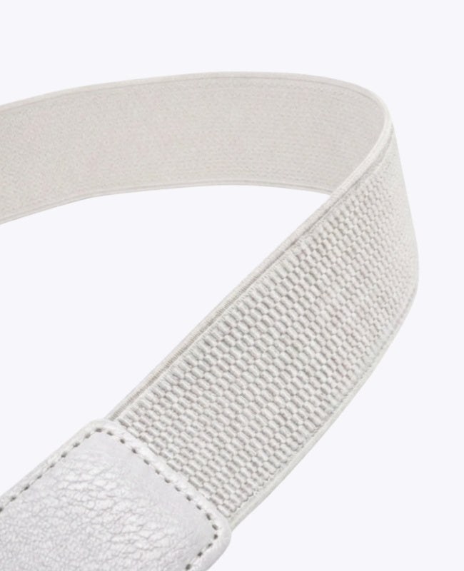 Elastischer Kleidergürtel Weiß Damen Leder "Louise"
