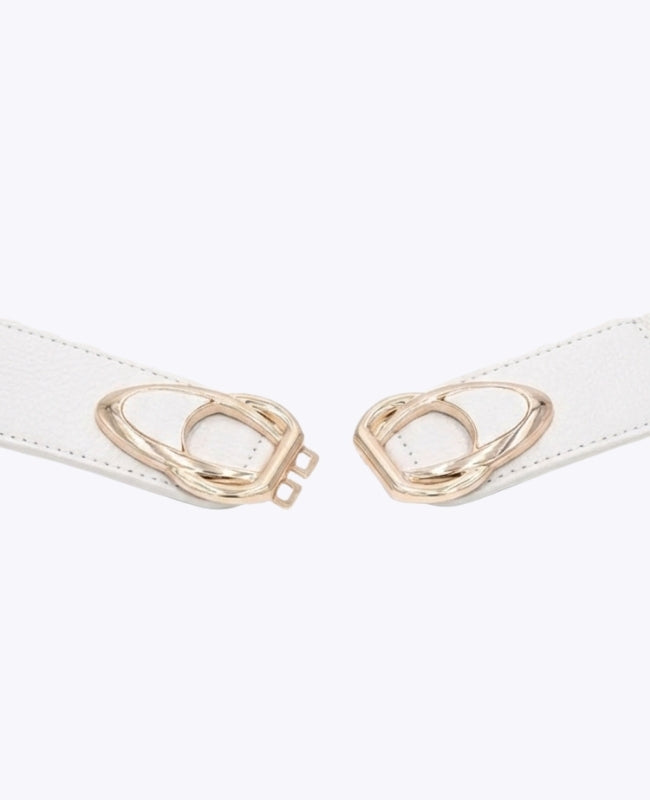 Elastischer Kleidgürtel Damen Weiß aus Leder "Louise"