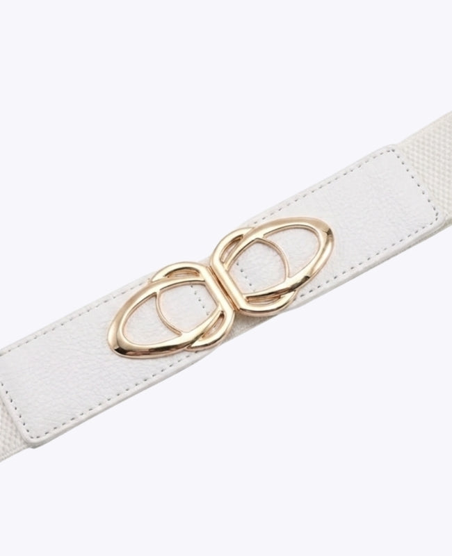 Elastischer Kleidergürtel Weiß Damen Leder "Louise"