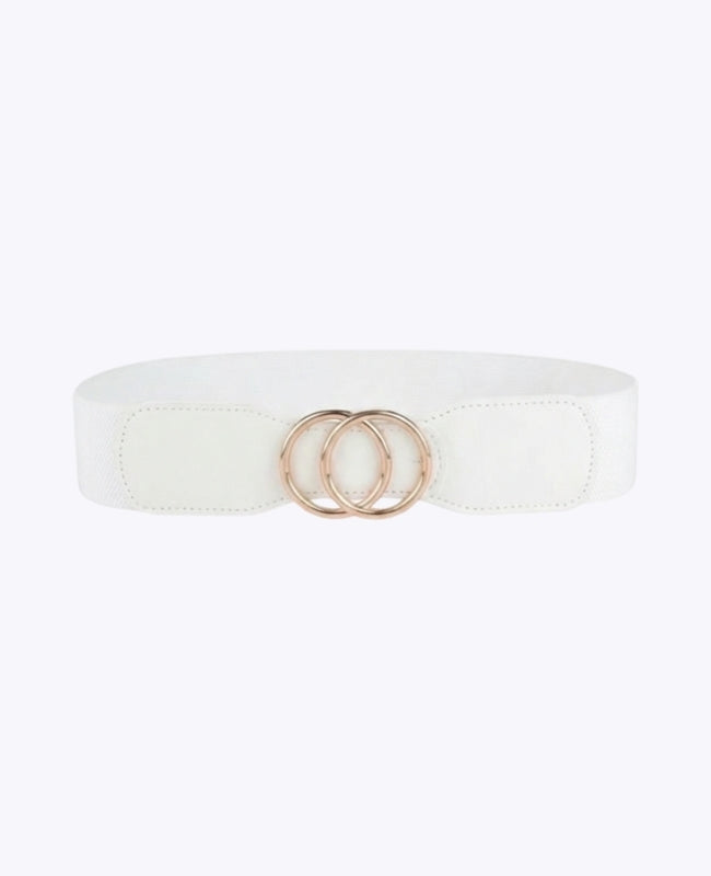 Elastischer Kleidgürtel Weiß Damen Leder "Madeleine"