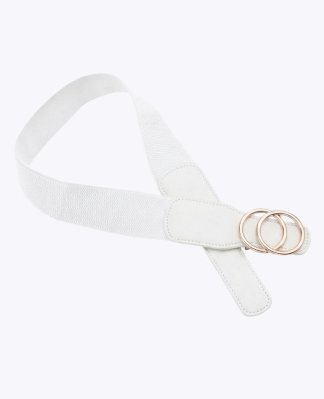 Elastischer Kleidergürtel Weiß Damen Leder "Madeleine"
