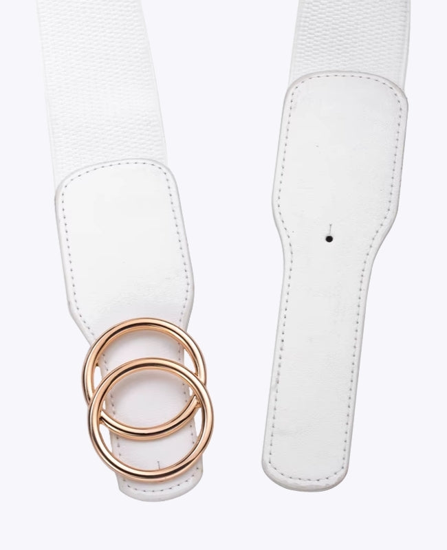 Elastischer Kleidergürtel Weiß Damen Leder "Madeleine"