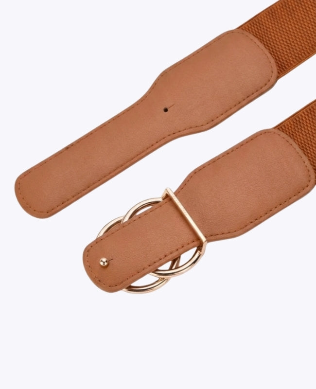 Elastischer Kleidgürtel Braun Damen Leder "Madeleine"