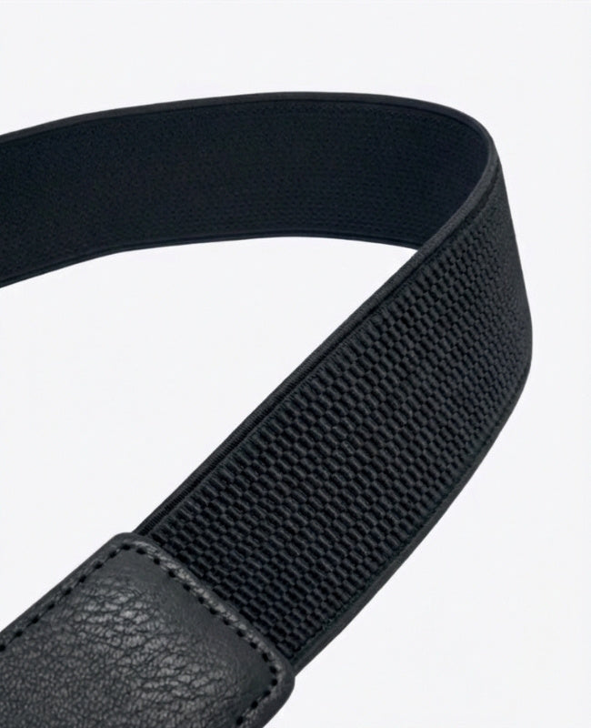 Elastischer Kleidgürtel Schwarz Damen Leder "Louise"