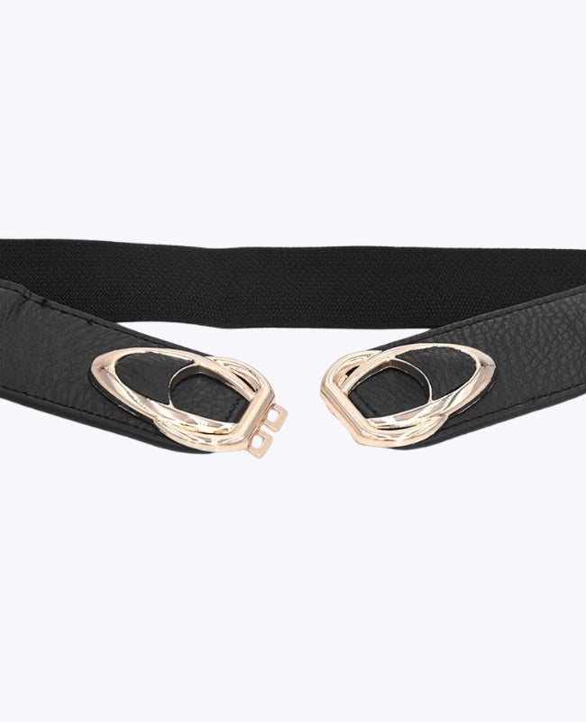 Elastischer Kleidergürtel Schwarz Damen Leder "Louise"